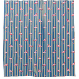 Roze illustratie van Flamingo Tropical Pattern Str Douchegordijn
