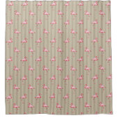 Roze illustratie van Flamingo Tropical Pattern Str Douchegordijn (Voorkant)