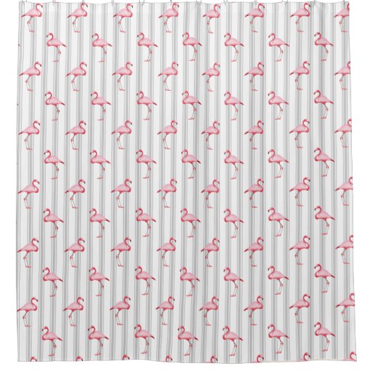 Roze illustratie van Flamingo Tropical Pattern Str Douchegordijn (Voorkant)