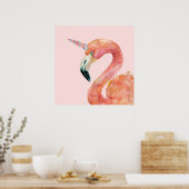 Roze illustratie van Flamingo Unicorn Poster (Keuken)