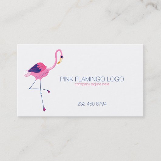 Roze illustratie van Flamingo Visitekaartje (Voorkant)