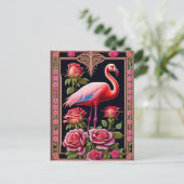  roze illustratie van het Roos van Flamingo Briefkaart (Staand voorkant)