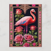  roze illustratie van het Roos van Flamingo Briefkaart (Voorkant)