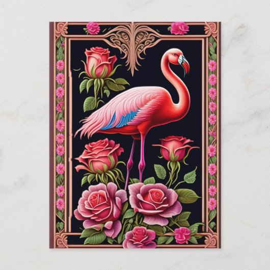 roze illustratie van het Roos van Flamingo Briefkaart (Voorkant)