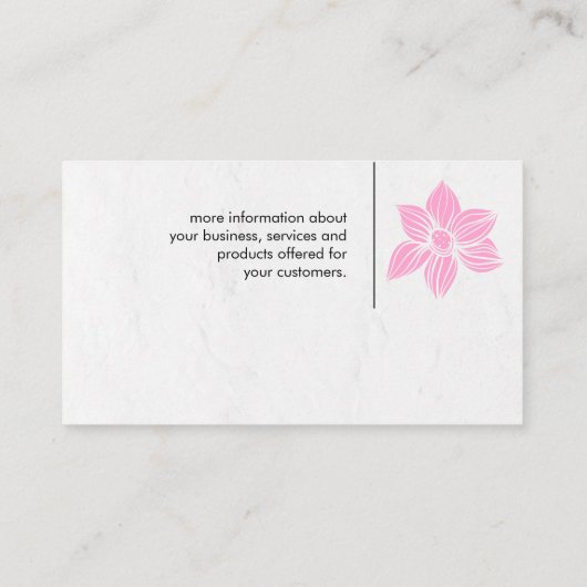 Roze illustratieve bloemen visitekaartje (Achterkant)