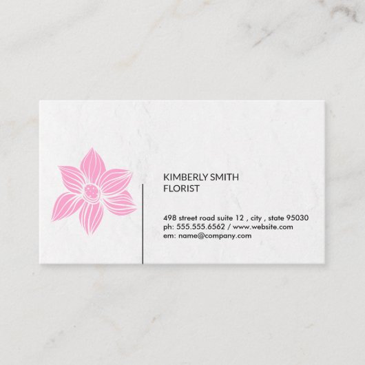 Roze illustratieve bloemen visitekaartje (Voorkant)