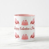 Roze illustratieve Happy Valentijn's Day Classic Mok (Midden)