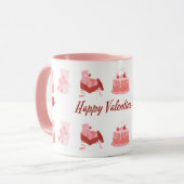 Roze illustratieve Happy Valentijn's Day Classic Mok (Voorkant links)