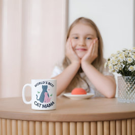 Roze Illustratieve Wereld's Beste Kat Mama Koffiemok