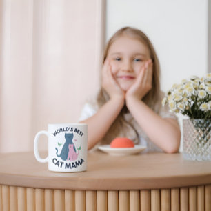 Roze Illustratieve Wereld's Beste Kat Mama Koffiemok