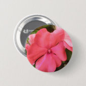 Roze imatiens Bloem Macro Button (Voorkant /achterkant)