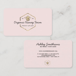 Roze Imker Logo Gouden Hommels Bijenkorf Visitekaartje