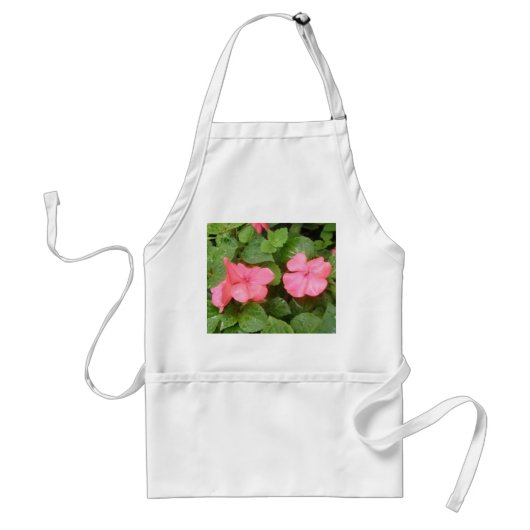 Roze Impatiens Flowers Apron Standaard Schort (Voorkant)