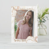 Roze impressie foto uitnodiging (Staand voorkant)