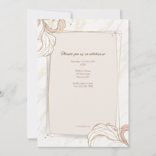 Roze impressie foto uitnodiging (Achterkant)