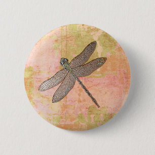 Roze impressies Libel Ronde Button 5,7 Cm