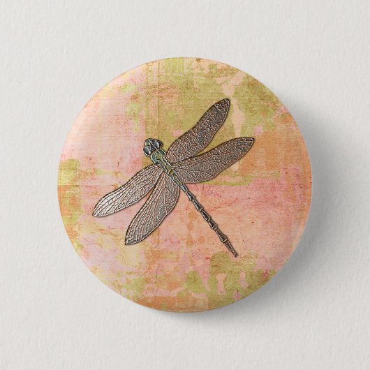 Roze impressies Libel Ronde Button 5,7 Cm (Voorkant)