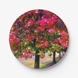 Roze impressionistische Autumn Leaves Papieren Bordje