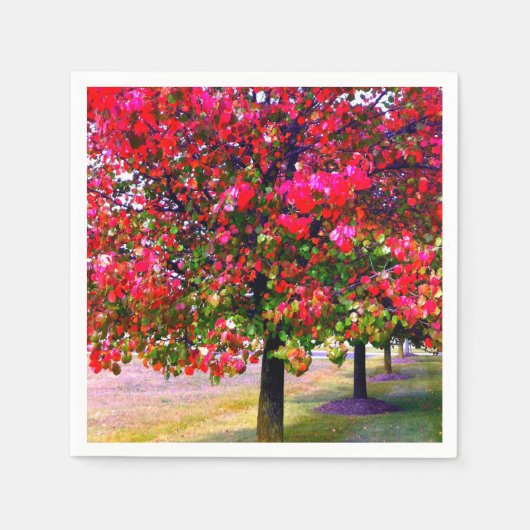 Roze impressionistische herfstbladeren servetten (Voorkant)