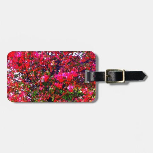 Roze impressionistische herfstbomen bagagelabel (Voorkant horizontaal)