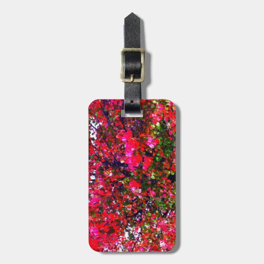 Roze impressionistische herfstbomen bagagelabel (Voorkant verticaal)