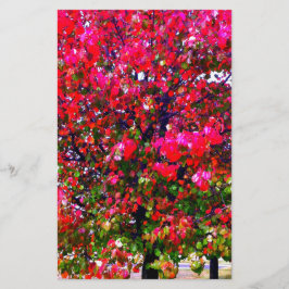 Roze impressionistische herfstbomen briefpapier