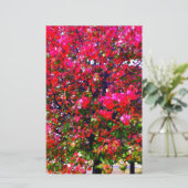 Roze impressionistische herfstbomen briefpapier (Staand voorkant)
