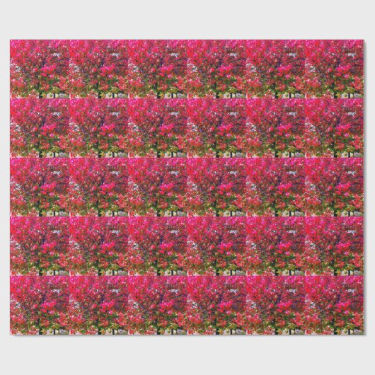 Roze impressionistische herfstbomen cadeaupapier (Vlak)