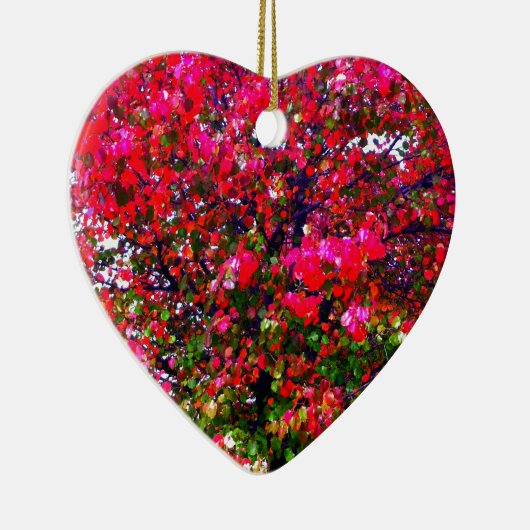 Roze impressionistische herfstbomen keramisch ornament (Rechts)