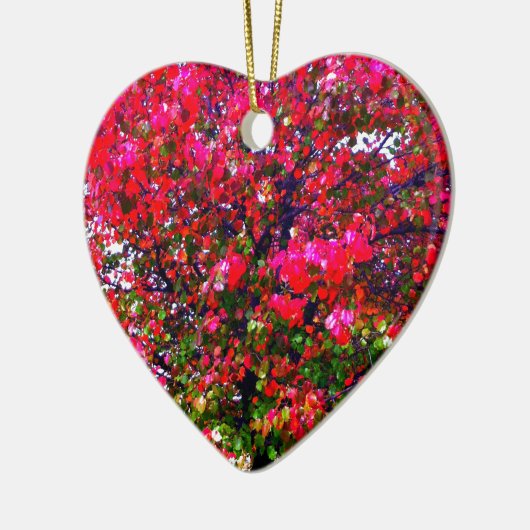 Roze impressionistische herfstbomen keramisch ornament (Links)