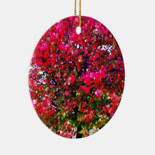 Roze impressionistische herfstbomen keramisch ornament (Rechts)