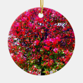 Roze impressionistische herfstbomen keramisch ornament