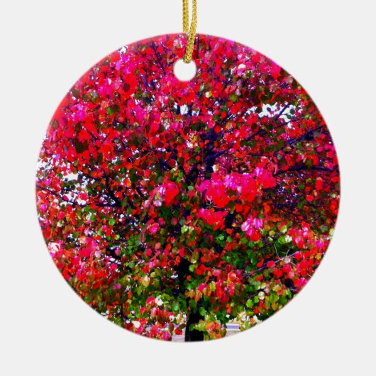 Roze impressionistische herfstbomen keramisch ornament (Voorkant)
