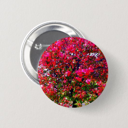Roze impressionistische herfstbomen ronde button 5,7 cm (Voorkant /achterkant)