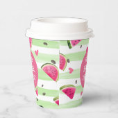 Roze in een meloen, Meisje Zomer 1e Verjaardag Papieren Bekers (Rechts)