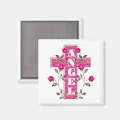 Roze in geheugen engel magneet (Voorkant / Achterkant)