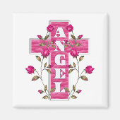 Roze in geheugen engel magneet (Voorkant)
