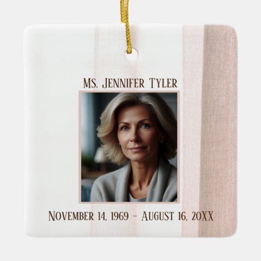 Roze in liefdevolle herinnering begrafenismonument keramisch ornament (Voorkant)