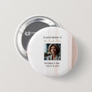 Roze in liefdevolle herinnering begrafenismonument ronde button 5,7 cm