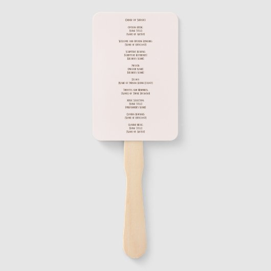 Roze in liefdevolle herinnering Elegant begrafenis Handwaaier (Achterkant)