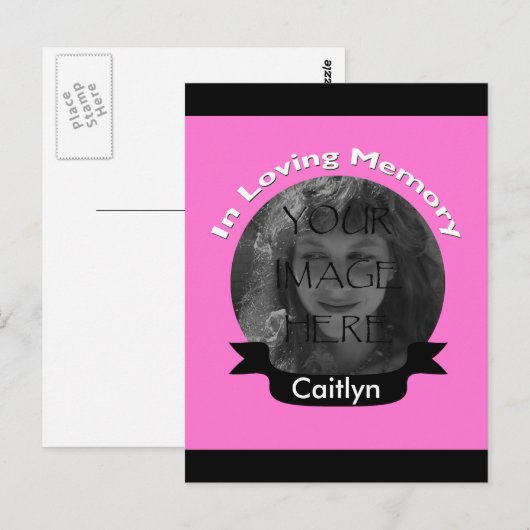 Roze in liefdevolle herinnering Foto Briefkaart (Voorkant / Achterkant)