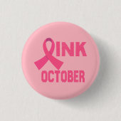 Roze in oktober ronde button 3,2 cm (Voorkant)