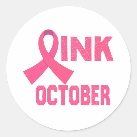 Roze in oktober ronde sticker (Voorkant)