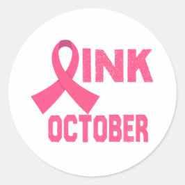 Roze in oktober ronde sticker