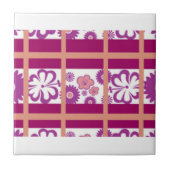 Roze in Paars gestript draadvormig ontwerp Tegeltje (Voorkant)