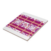 Roze in Paars gestript draadvormig ontwerp Tegeltje (Zijkant)