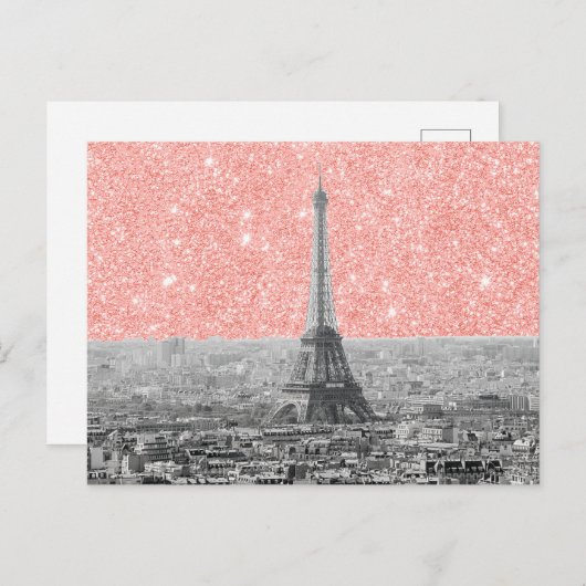 Roze in Parijs Briefkaart (Voorkant / Achterkant)