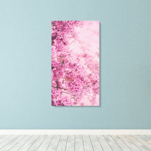 Roze in roze canvas afdruk (Insitu (Houten vloer))