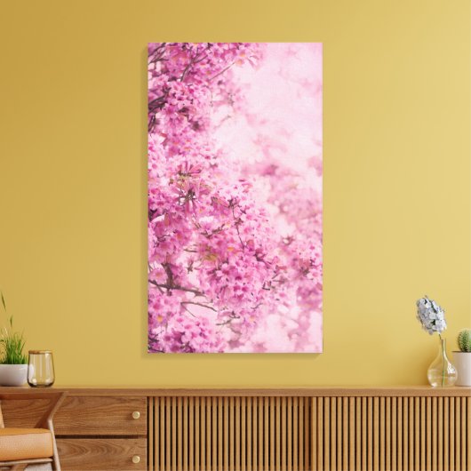 Roze in roze canvas afdruk (Insitu (Woonkamer))