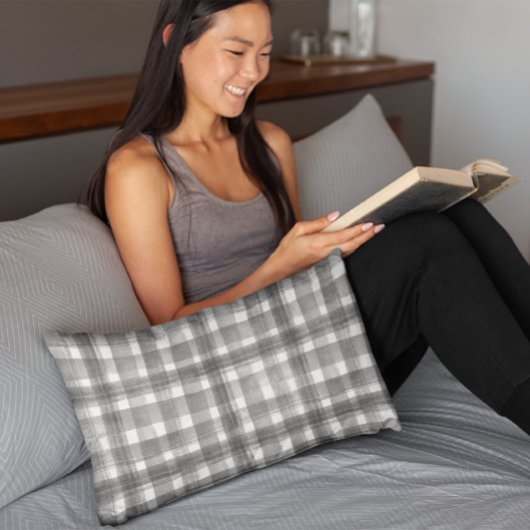 Roze in witte Waterverf Gingham Gingham Gecontkere Kussensloop